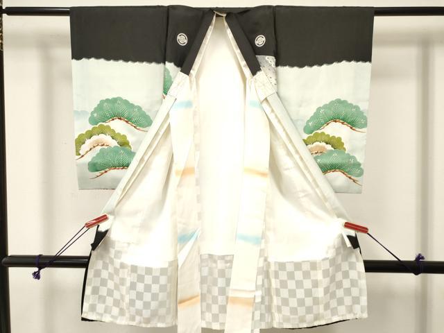 平和屋着物[]お宮参り　男の子　祝着　産着　初着　のしめ　駒刺繍　鷹　鷲　誰が袖松文　銀彩　逸品　DABE7111ma