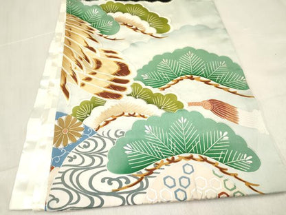 平和屋着物[]お宮参り　男の子　祝着　産着　初着　のしめ　駒刺繍　鷹　鷲　誰が袖松文　銀彩　逸品　DABE7111ma