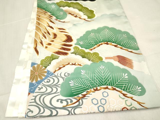 平和屋着物[]お宮参り　男の子　祝着　産着　初着　のしめ　駒刺繍　鷹　鷲　誰が袖松文　銀彩　逸品　DABE7111ma