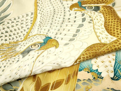 平和屋着物[]お宮参り　男の子　祝着　産着　初着　のしめ　刺繍　鷹　鷲　立波松文　金彩　逸品　DABE7112ma