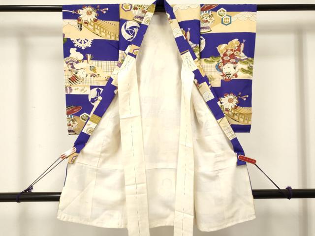 平和屋着物[]お宮参り　男の子　祝着　産着　初着　のしめ　唐子　陶器花文　逸品　DABE7121ma