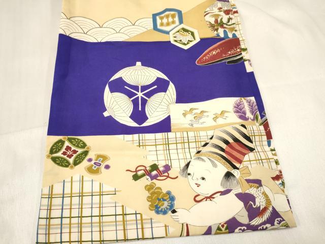 平和屋着物[]お宮参り　男の子　祝着　産着　初着　のしめ　唐子　陶器花文　逸品　DABE7121ma