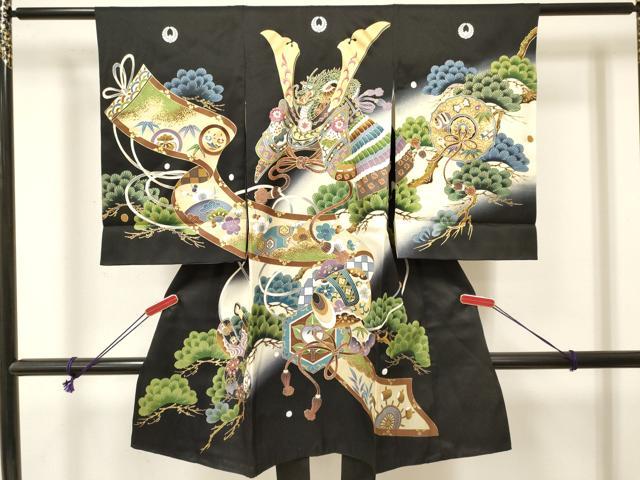 平和屋着物[]お宮参り　男の子　祝着　産着　初着　のしめ　刺繍　龍　兜　打ち出の小槌　松文　暈し染め　金彩　逸品　DABE7122ma