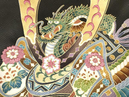 平和屋着物[]お宮参り　男の子　祝着　産着　初着　のしめ　刺繍　龍　兜　打ち出の小槌　松文　暈し染め　金彩　逸品　DABE7122ma