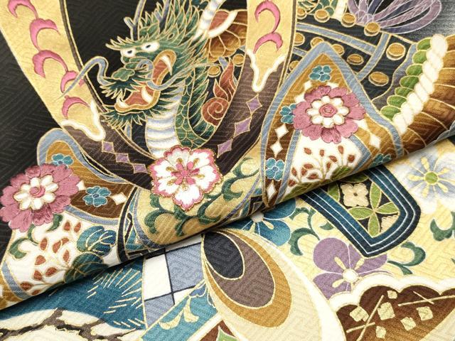 平和屋着物[]お宮参り　男の子　祝着　産着　初着　のしめ　刺繍　龍　兜　打ち出の小槌　松文　暈し染め　金彩　逸品　DABE7122ma