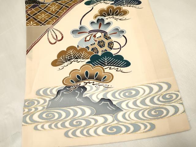 平和屋着物[]お宮参り　男の子　祝着　産着　初着　のしめ　鷹　鷲　宝船松文　金彩　逸品　DABE7123ma