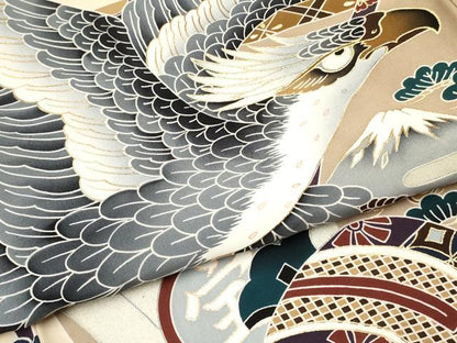 平和屋着物[]お宮参り　男の子　祝着　産着　初着　のしめ　鷹　鷲　宝船松文　金彩　逸品　DABE7123ma