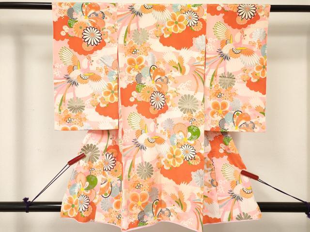 平和屋着物[]お宮参り　女の子　祝着　産着　初着　のしめ　鳳凰花文　銀彩　逸品　DABE7129ma