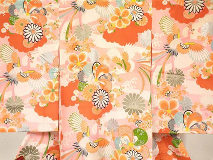 平和屋着物[]お宮参り　女の子　祝着　産着　初着　のしめ　鳳凰花文　銀彩　逸品　DABE7129ma