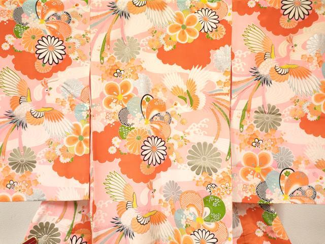 平和屋着物[]お宮参り　女の子　祝着　産着　初着　のしめ　鳳凰花文　銀彩　逸品　DABE7129ma