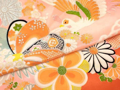 平和屋着物[]お宮参り　女の子　祝着　産着　初着　のしめ　鳳凰花文　銀彩　逸品　DABE7129ma