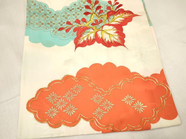 平和屋着物[]お宮参り　女の子　祝着　産着　初着　のしめ　駒刺繍　雲取り飛鶴花文　金彩　逸品　DABE7130ma