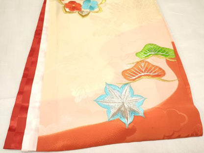 平和屋着物[]お宮参り　女の子　祝着　産着　初着　のしめ　総刺繍　花車文　暈し染め　金銀糸　逸品　DABE7131ma