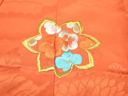 平和屋着物[]お宮参り　女の子　祝着　産着　初着　のしめ　総刺繍　花車文　暈し染め　金銀糸　逸品　DABE7131ma