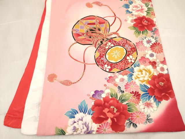平和屋着物[]お宮参り　女の子　祝着　産着　初着　のしめ　几帳鼓花文　暈し染め　金銀彩　逸品　DABE7132ma