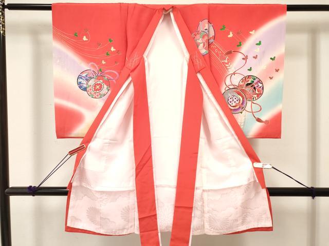平和屋着物[]お宮参り　女の子　祝着　産着　初着　のしめ　鼓鳳凰花文　暈し染め　金彩　逸品　DABE7133ma