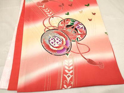 平和屋着物[]お宮参り　女の子　祝着　産着　初着　のしめ　鼓鳳凰花文　暈し染め　金彩　逸品　DABE7133ma