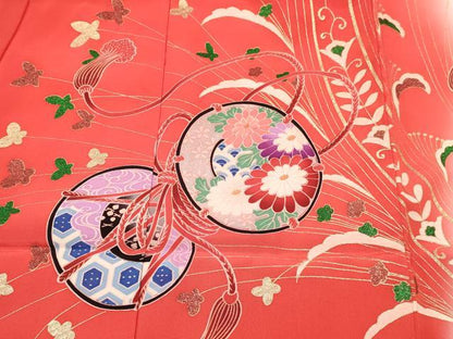 平和屋着物[]お宮参り　女の子　祝着　産着　初着　のしめ　鼓鳳凰花文　暈し染め　金彩　逸品　DABE7133ma