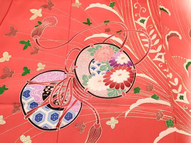平和屋着物[]お宮参り　女の子　祝着　産着　初着　のしめ　鼓鳳凰花文　暈し染め　金彩　逸品　DABE7133ma