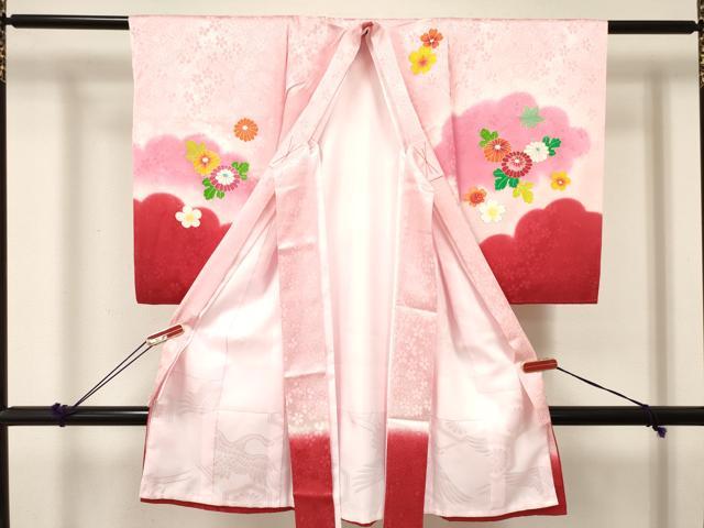 平和屋着物[]お宮参り　女の子　祝着　産着　初着　のしめ　駒刺繍　花籠文　暈し染め　金彩　逸品　DABE7134ma