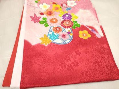 平和屋着物[]お宮参り　女の子　祝着　産着　初着　のしめ　駒刺繍　花籠文　暈し染め　金彩　逸品　DABE7134ma