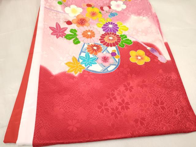 平和屋着物[]お宮参り　女の子　祝着　産着　初着　のしめ　駒刺繍　花籠文　暈し染め　金彩　逸品　DABE7134ma