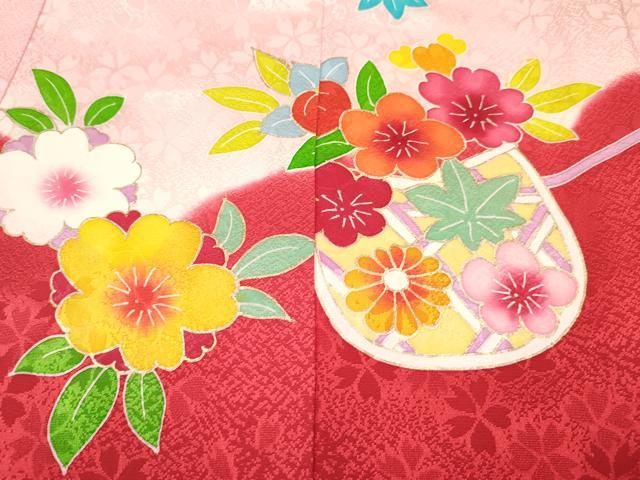 平和屋着物[]お宮参り　女の子　祝着　産着　初着　のしめ　駒刺繍　花籠文　暈し染め　金彩　逸品　DABE7134ma