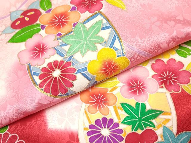 平和屋着物[]お宮参り　女の子　祝着　産着　初着　のしめ　駒刺繍　花籠文　暈し染め　金彩　逸品　DABE7134ma