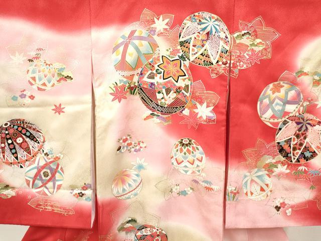 平和屋着物[]お宮参り　女の子　祝着　産着　初着　のしめ　鞠花文　暈し染め　金銀彩　逸品　未使用　DABE7135ma