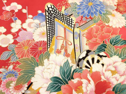 平和屋着物[]お宮参り　女の子　祝着　産着　初着　のしめ　御所車鞠花蝶文　暈し染め　金彩　逸品　DABE7136ma