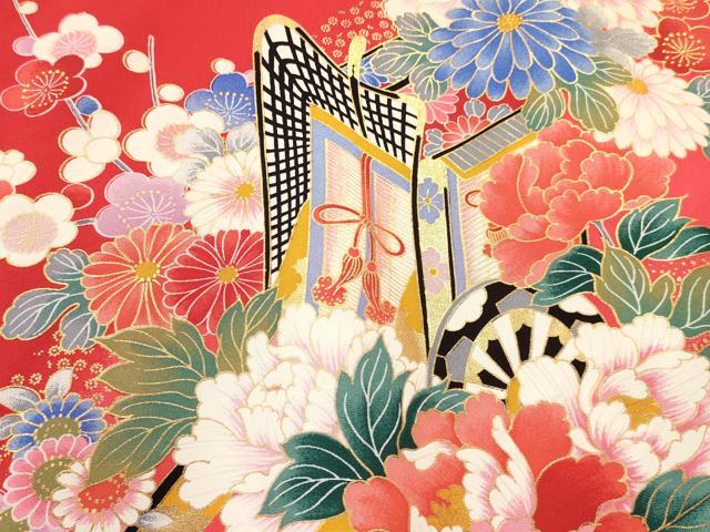 平和屋着物[]お宮参り　女の子　祝着　産着　初着　のしめ　御所車鞠花蝶文　暈し染め　金彩　逸品　DABE7136ma