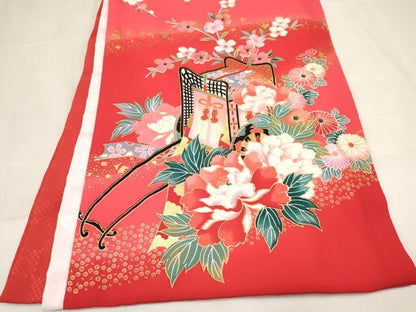 平和屋着物[]お宮参り　女の子　祝着　産着　初着　のしめ　御所車鞠花蝶文　暈し染め　金彩　逸品　DABE7136ma