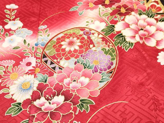平和屋着物[]お宮参り　女の子　祝着　産着　初着　のしめ　駒刺繍　束ね熨斗鞠花文　暈し染め　金彩　逸品　DABE7137ma