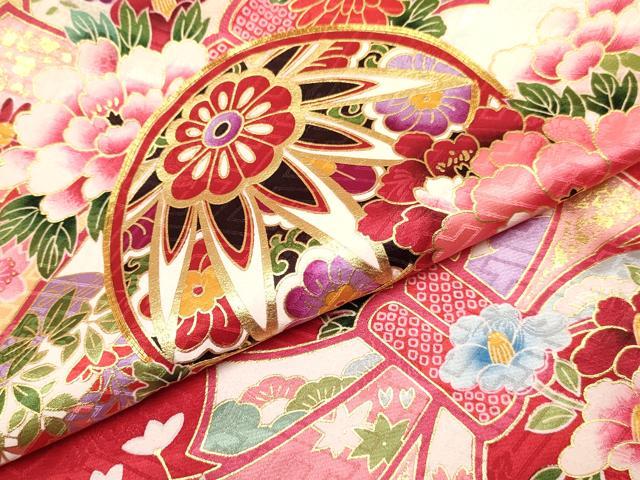 平和屋着物[]お宮参り　女の子　祝着　産着　初着　のしめ　駒刺繍　束ね熨斗鞠花文　暈し染め　金彩　逸品　DABE7137ma