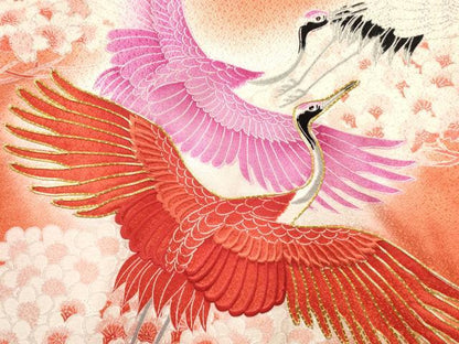 平和屋着物[]お宮参り　女の子　祝着　産着　初着　のしめ　駒刺繍　群れ鶴花文　暈し染め　逸品　DABE7138ma
