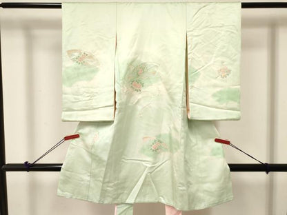 平和屋着物[]お宮参り　女の子　祝着　産着　初着　のしめ　総刺繍　地紙重ね花文　暈し染め　逸品　DABE7140ma