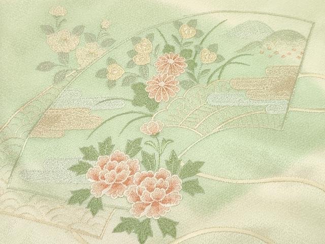 平和屋着物[]お宮参り　女の子　祝着　産着　初着　のしめ　総刺繍　地紙重ね花文　暈し染め　逸品　DABE7140ma