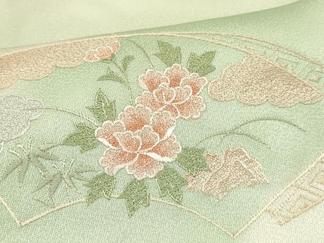 平和屋着物[]お宮参り　女の子　祝着　産着　初着　のしめ　総刺繍　地紙重ね花文　暈し染め　逸品　DABE7140ma