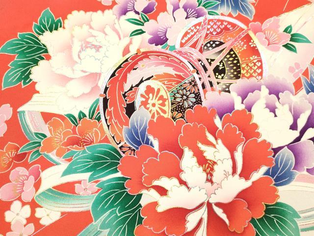 平和屋着物[]お宮参り　女の子　祝着　産着　初着　のしめ　鼓花文　暈し染め　金銀彩　逸品　DABE7142ma