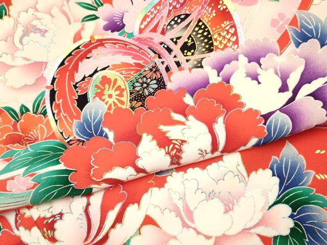 平和屋着物[]お宮参り　女の子　祝着　産着　初着　のしめ　鼓花文　暈し染め　金銀彩　逸品　DABE7142ma