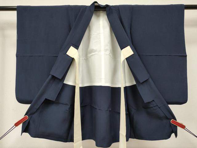 平和屋着物[]七五三　男の子　祝着・色紋付羽織セット　濃藍色　逸品　DABE7167ma