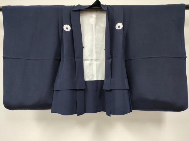 平和屋着物[]七五三　男の子　祝着・色紋付羽織セット　濃藍色　逸品　DABE7167ma
