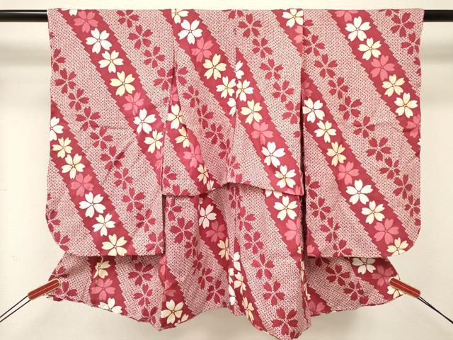 平和屋着物[]七五三　女の子　３歳　祝着　三つ身　被布セット　桜尽くし　逸品　未使用　DABE7170ma