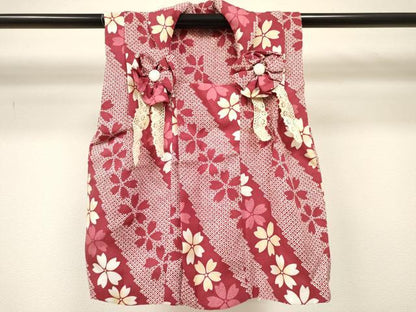 平和屋着物[]七五三　女の子　３歳　祝着　三つ身　被布セット　桜尽くし　逸品　未使用　DABE7170ma