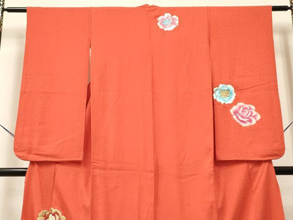 平和屋着物∵女の子　十三参り　子供　祝着　刺繍　薔薇　バラ　金銀糸　逸品　DABE7181ma