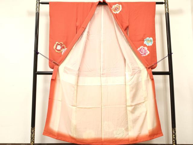 平和屋着物∵女の子　十三参り　子供　祝着　刺繍　薔薇　バラ　金銀糸　逸品　DABE7181ma