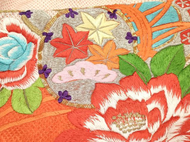 平和屋着物[]七五三　女の子　３歳　祝着　三つ身　駒刺繍　絞り　鼓花文　暈し染め　金銀彩　逸品　DABE7191ma