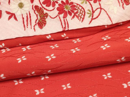 平和屋着物[]女の子　子供　長襦袢　無双仕立て　舞蝶文　半衿刺繍　逸品　DABE7194ma