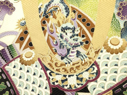 平和屋着物[]七五三　男の子　祝着　龍　兜　風景松文　金彩　逸品　DABE7195ma