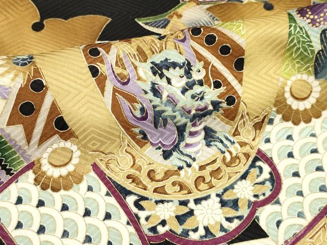 平和屋着物[]七五三　男の子　祝着　龍　兜　風景松文　金彩　逸品　DABE7195ma